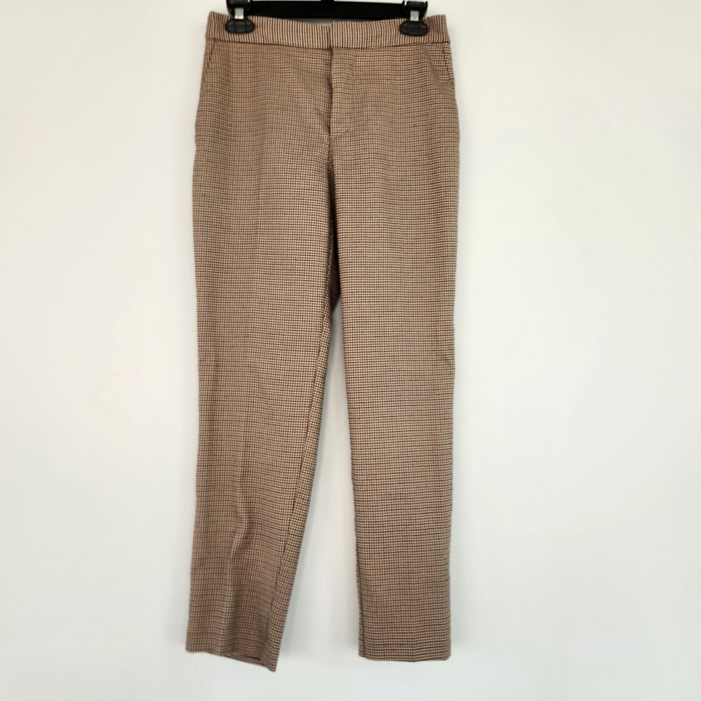 Zara Women's Beige Checkered Dress Pants